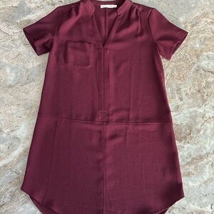 Lush, red wine, short sleeve mini dress